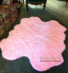 Faux Fur Sheepskin Rug - Quatro 4 Pelt Shaggy Area - thumbnail 4