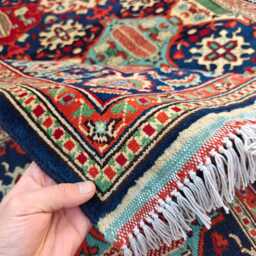 Handwoven Afghan Wool Rug 6.6x4.9Ft Kashi Tribal Carpet - thumbnail 4