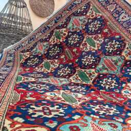 Handwoven Afghan Wool Rug 6.6x4.9Ft Kashi Tribal Carpet - thumbnail 3