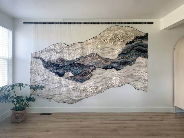 Large Fiber Art Tapestry Woven Wall Sculpture, Modern Home Decor - image 1