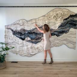 Large Fiber Art Tapestry Woven Wall Sculpture, Modern Home Decor - thumbnail 3