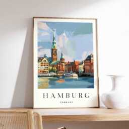 Hamburg Germany Print Minimalist City Skyline Wall Art - thumbnail 1