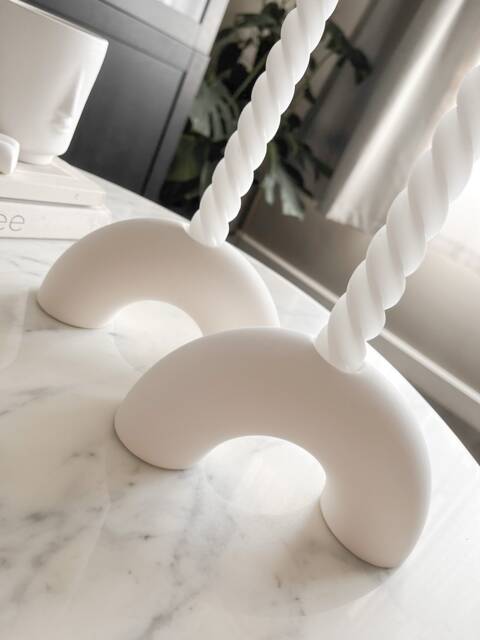 Minimalist White Arch Candle Holder - Modern Sculptural Candlestick, Nordic Home Decor - image 1