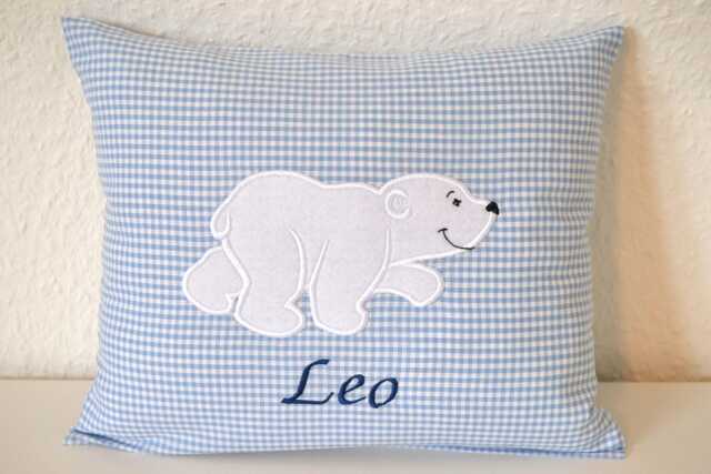 Polar Bear Pillow, Polar Pillow With Name, Birth Bear, Name Baptism Handmade - image 1