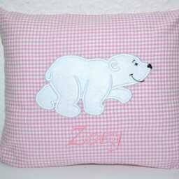 Polar Bear Pillow, Polar Pillow With Name, Birth Bear, Name Baptism Handmade - thumbnail 2