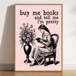 Romantic Book Lover Art Print Vintage Pink Reading Quote - thumbnail 1