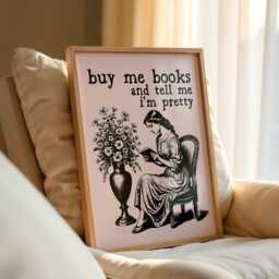 Romantic Book Lover Art Print Vintage Pink Reading Quote - thumbnail 3
