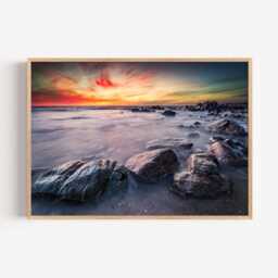 Rocky Coast Print - Beach Photography Wall Art Sunset Seaside Decor - thumbnail 2