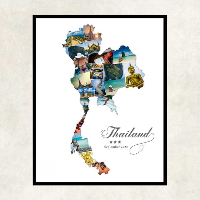Thailand Vacation Photo Collage, Honeymoon Photos Travel Wall Art - image 1