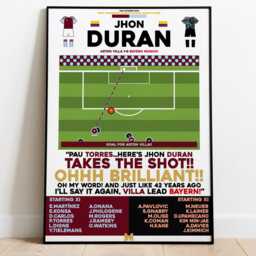 Jhon Duran V Bayern Munich Print, Aston Villa Poster, Football Wall Art, Posters, Fc, Prints - thumbnail 2