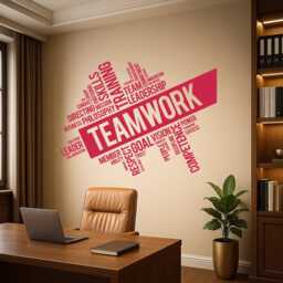 Vinyl Wall Decal Teamwork Words Cloud Office Space Team Inspirational Stickers Mural - #2541Di - thumbnail 1