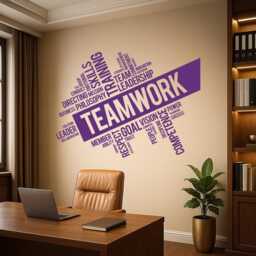 Vinyl Wall Decal Teamwork Words Cloud Office Space Team Inspirational Stickers Mural - #2541Di - thumbnail 3