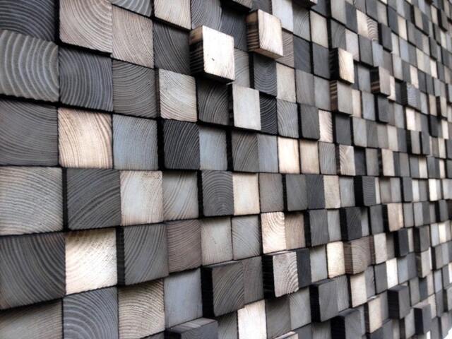 Wood Mosaic - Large Wall Art Sculpture King Headboard - image 1