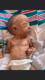 Old Baby Hand-Carved Platinum Silicone Sculpture - Unique Lifelike Figurine Collectible Handmade Art For Enthusiasts & Collectors - thumbnail 1