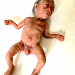 Old Baby Hand-Carved Platinum Silicone Sculpture - Unique Lifelike Figurine Collectible Handmade Art For Enthusiasts & Collectors - thumbnail 3