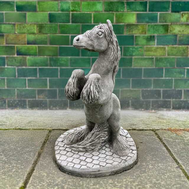 Prancing Horse Statue Concrete Figurine Stone Sitting Sculpture Outdoor Animal Mythical Outdoor Farm Ornament - image 1