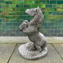 Prancing Horse Statue Concrete Figurine Stone Sitting Sculpture Outdoor Animal Mythical Outdoor Farm Ornament - thumbnail 2