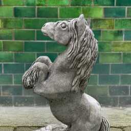 Prancing Horse Statue Concrete Figurine Stone Sitting Sculpture Outdoor Animal Mythical Outdoor Farm Ornament - thumbnail 3