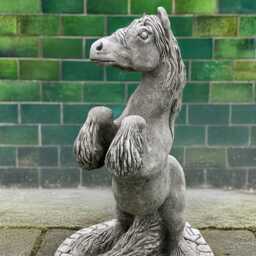 Prancing Horse Statue Concrete Figurine Stone Sitting Sculpture Outdoor Animal Mythical Outdoor Farm Ornament - thumbnail 4