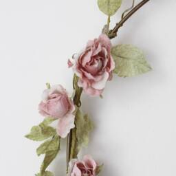 Faux Pink Rose Garland Wreath 3 Sizes // Floral Brass Hoop - thumbnail 3
