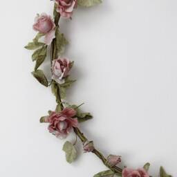 Faux Pink Rose Garland Wreath 3 Sizes // Floral Brass Hoop - thumbnail 2