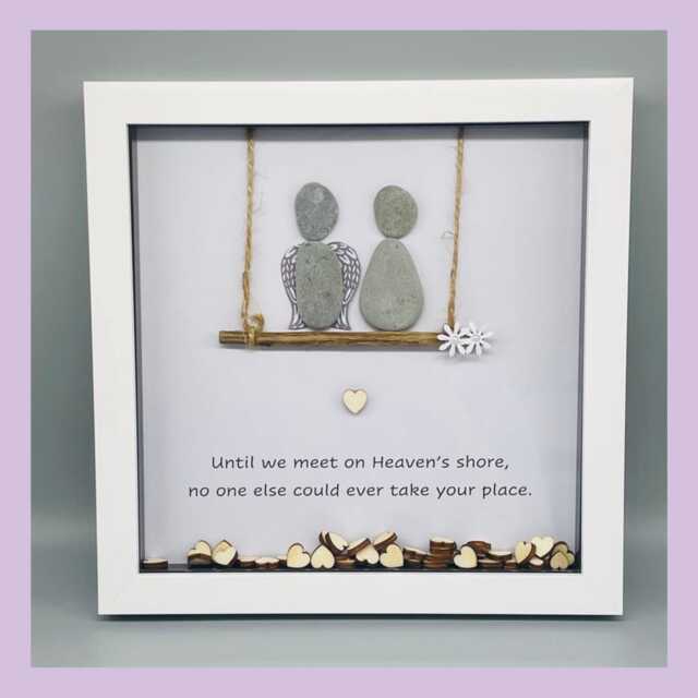 Pebble Art Memorial Sympathy Anniversary Gift, Bereavement Thinking Of You Gift For Wedding in Heaven - image 1