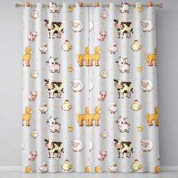 Cute Farm Animals Cream Dot Background Seamless Pattern Readymade Eyelet Ring Top Thermal 100% Blackout Curtains - thumbnail 2