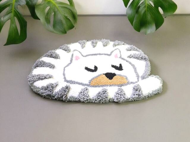 White Cat Rug. Living Room Gift For Lovers. Soft Bedside Wool Bed. Mother's Day Gift - image 1