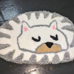 White Cat Rug. Living Room Gift For Lovers. Soft Bedside Wool Bed. Mother's Day Gift - thumbnail 4