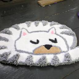 White Cat Rug. Living Room Gift For Lovers. Soft Bedside Wool Bed. Mother's Day Gift - thumbnail 3