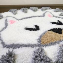 White Cat Rug. Living Room Gift For Lovers. Soft Bedside Wool Bed. Mother's Day Gift - thumbnail 2