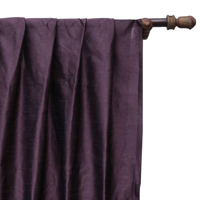 Dark Plum Art Silk Curtain Panels, Faux Curtains - Rod Pocket, Grommet, Box Pleat, Three Pinch Tab Top & Plain Ring Top - image 1