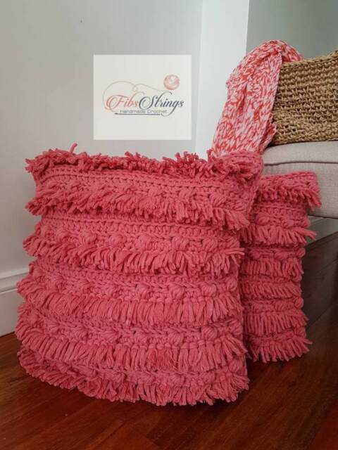 Crochet Bobble & Tassell Cushions - Cushion Cover Only Handmade Boho Decor Modern Throw Pillow - image 1