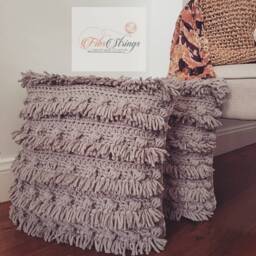 Crochet Bobble & Tassell Cushions - Cushion Cover Only Handmade Boho Decor Modern Throw Pillow - thumbnail 3