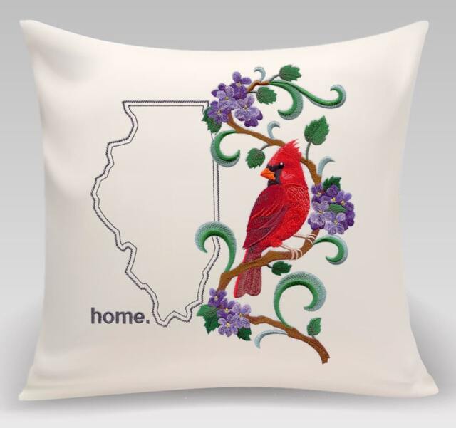 Illinois Cardinal & Violets Medley. Embroidered With Feather Insert - image 1