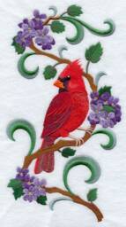 Illinois Cardinal & Violets Medley. Embroidered With Feather Insert - thumbnail 2