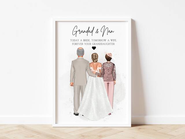 Personalised Grandparents Of The Bride Print, Gift, Wedding Gift For Grandparents, Nan - image 1