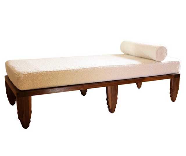 Solid Walnut Boucl?? Day Bed - Luxury Handcrafted UK Furniture Home Decor - image 1