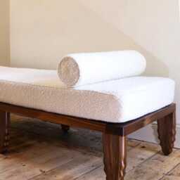 Solid Walnut Boucl?? Day Bed - Luxury Handcrafted UK Furniture Home Decor - thumbnail 4