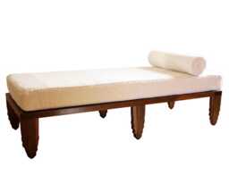 Solid Walnut Boucl?? Day Bed - Luxury Handcrafted UK Furniture Home Decor - thumbnail 1