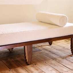 Solid Walnut Boucl?? Day Bed - Luxury Handcrafted UK Furniture Home Decor - thumbnail 3