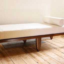 Solid Walnut Boucl?? Day Bed - Luxury Handcrafted UK Furniture Home Decor - thumbnail 2