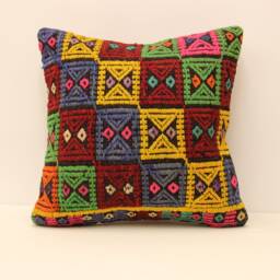 Bohemian Cushion Wool Pillow Sofa Bed Boho Rare Kilim 20x20 Emroidered Hpme Throw Covers 4Ef-94 - thumbnail 1