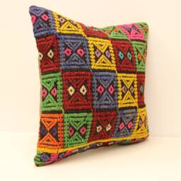 Bohemian Cushion Wool Pillow Sofa Bed Boho Rare Kilim 20x20 Emroidered Hpme Throw Covers 4Ef-94 - thumbnail 2