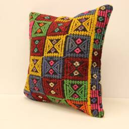 Bohemian Cushion Wool Pillow Sofa Bed Boho Rare Kilim 20x20 Emroidered Hpme Throw Covers 4Ef-94 - thumbnail 3