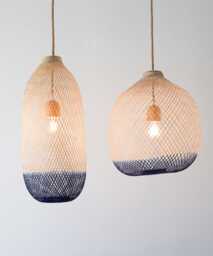 Bamboo Rattan Pendant Light Navy Blue Flexible Artisan Fish Trap Lamp Shade Fixture #cw - thumbnail 1