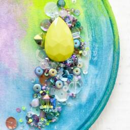 Beaded Embroidery Hoop Art - Hand Painted Crystals Styles Wall Decor Handmade Craft Sewn - thumbnail 3