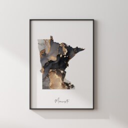 Minnesota Map Black & Gold Wall Art Print Us State - Usa United States Of America - thumbnail 3