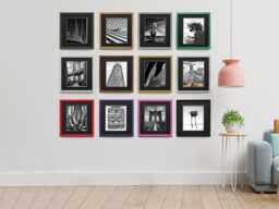 Square Photo Frame With Black Mount, Slim Modern Picture Frames, Wall Art Frame, Handmade Wedding Anniversary Gift Various Sizes Frames - thumbnail 1