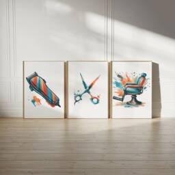 Colourful Barber Wall Art Set - 3 Barbers Shop Posters - Haircut Decor Men's Hairdresser Artwork Hairstylist Salon Print Gift Picture - thumbnail 2